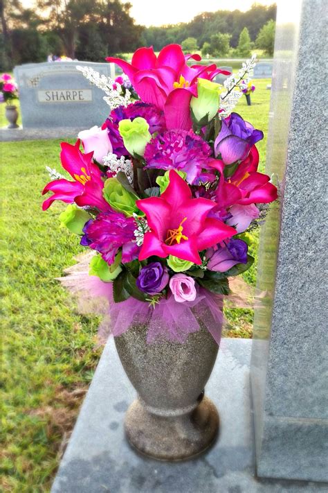 flower arrangements for grave vase|More.